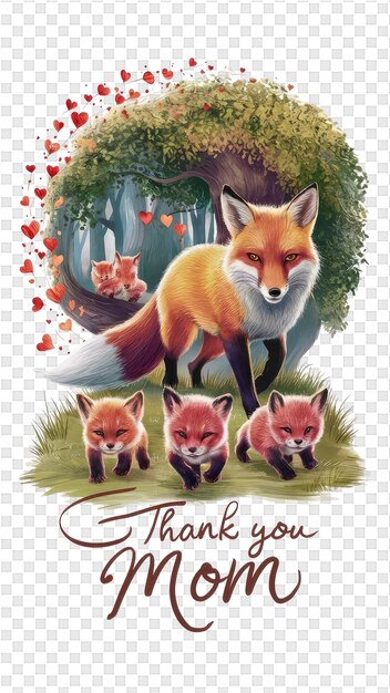 PSD a picture of a fox with a card that says thank you