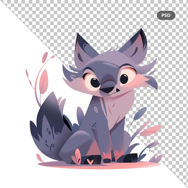 PSD a picture of a fox with a pink tail and the word fox on it