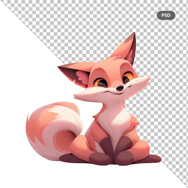 PSD a picture of a fox with a white background with a black outline