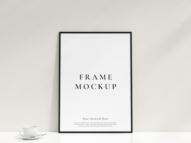 Picture frame mockup leaning against the wall minimalist frame mockup