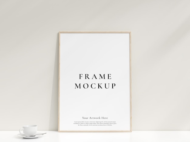 Picture frame mockup leaning against the wall minimalist frame mockup