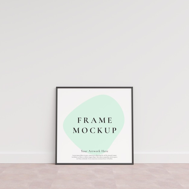 Picture frame mockup leaning against the wall Minimalist poster frame mockup in living room