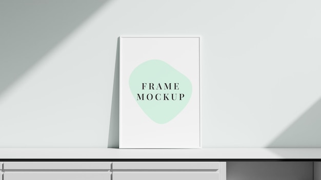 Picture frame mockup on a sideboard table