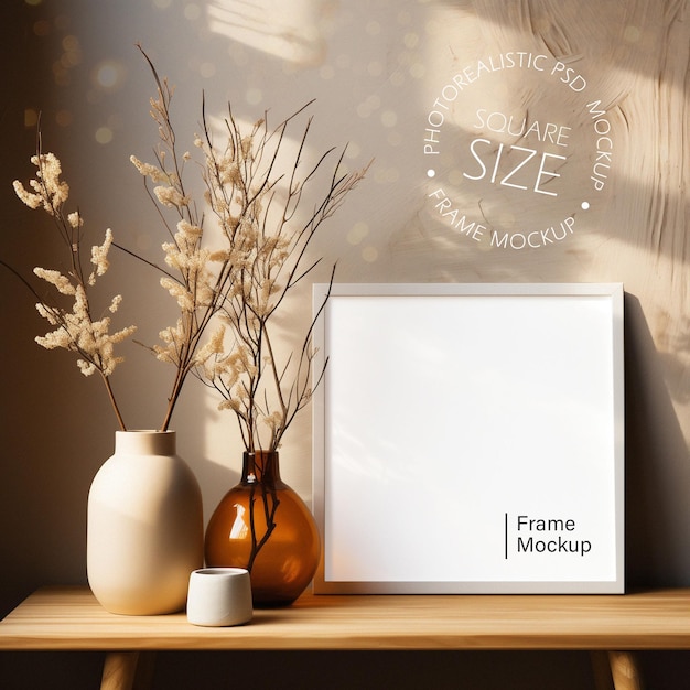 PSD picture frame mockup square frame size psd mockup