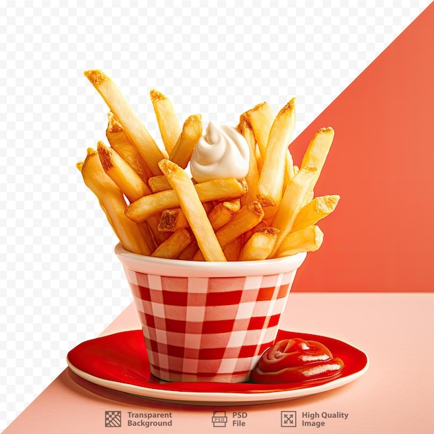 PSD a picture of french fries and a cup of yogurt