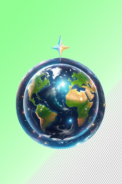 A picture of a globe with a plane flying above it