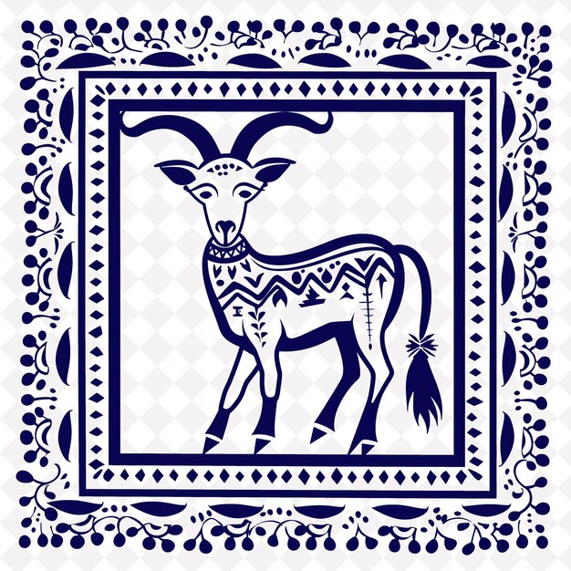 PSD un'immagine di una capra con uno sfondo blu con un disegno di una goat