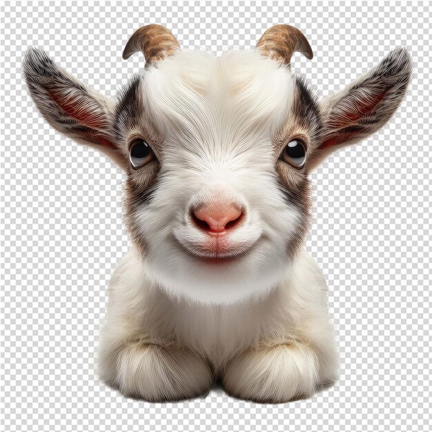 PSD a picture of a goat with a pink nose and horns