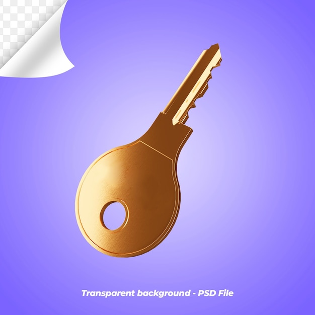 A picture of a golden key with a blue background