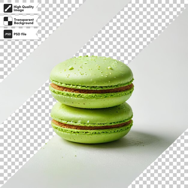 PSD a picture of green macaron with a picture of a green apple on it