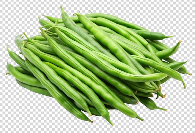 透明な背景の緑色の豆のポッドの写真