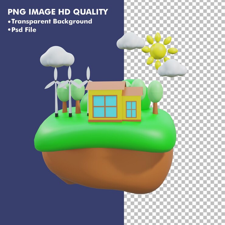 PSD a picture of a house with a cloud on it