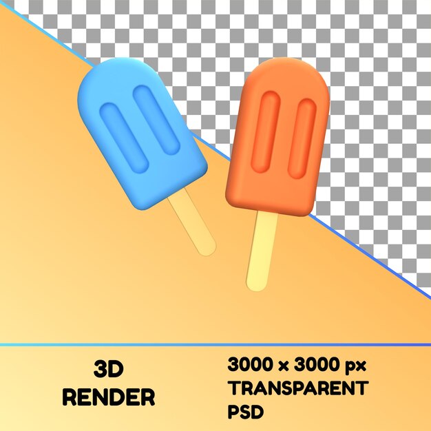 A picture of an ice cream cone with the text 3d render.