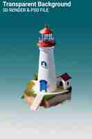 PSD a picture of a lighthouse with a house on the top