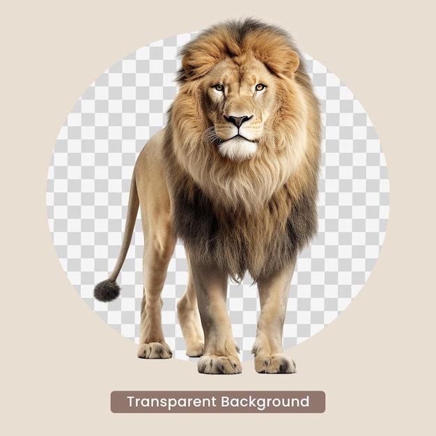 PSD a picture of a lion with transparent background.