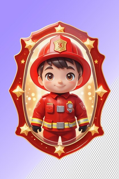 A picture of a little boy in a red fireman uniform