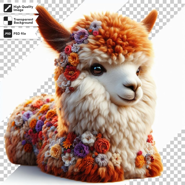 A picture of a llama with flowers on it