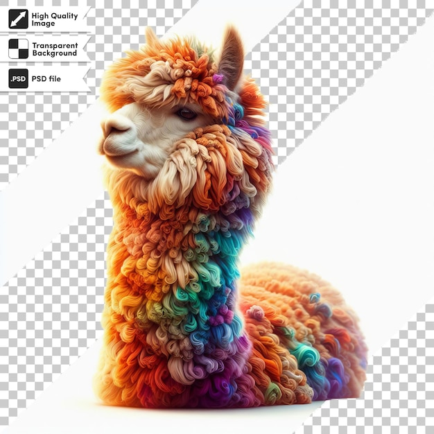 PSD un'immagine di un lama con una criniera color arcobaleno