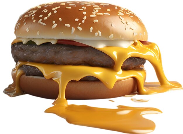 PSD picture of delicious looking hamburger with melted cheese