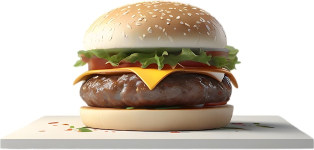 PSD picture of delicious looking hamburger with melted cheese