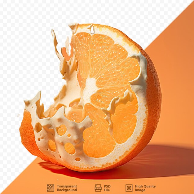 PSD a picture of a orange with a white substance on it