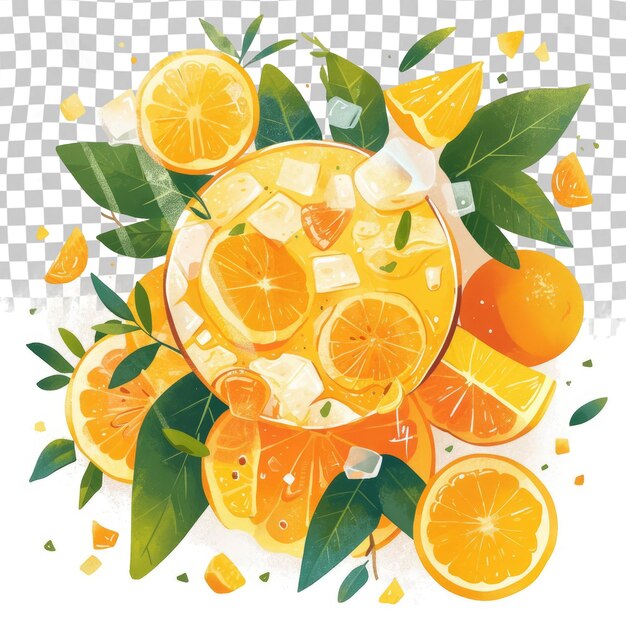 PSD a picture of oranges and lemons with green leaves