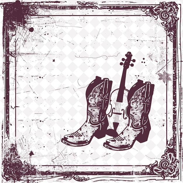 PSD a picture of a pair of boots and a violin