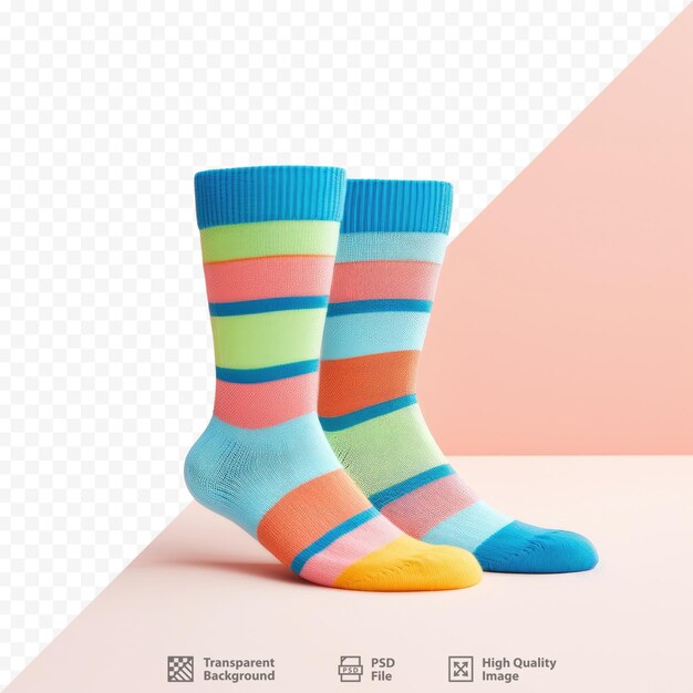 Una foto di un paio di calzini colorati con colori diversi.