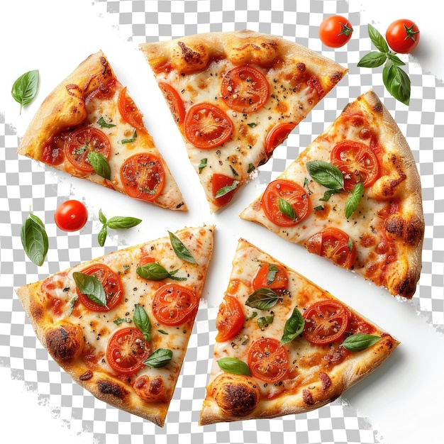 PSD un'immagine di una pizza con pomodori e basilico