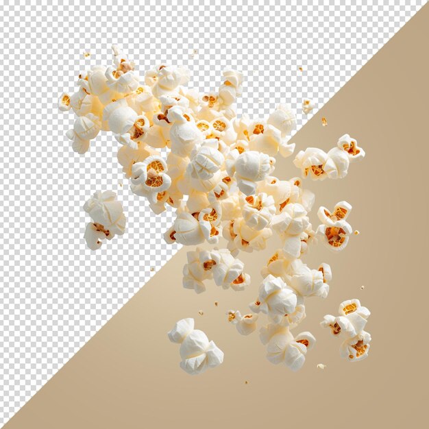 A picture of popcorn and a square of popcorn