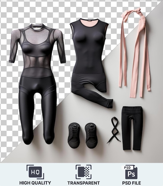 PSD picture of professional ballet gear and attire set