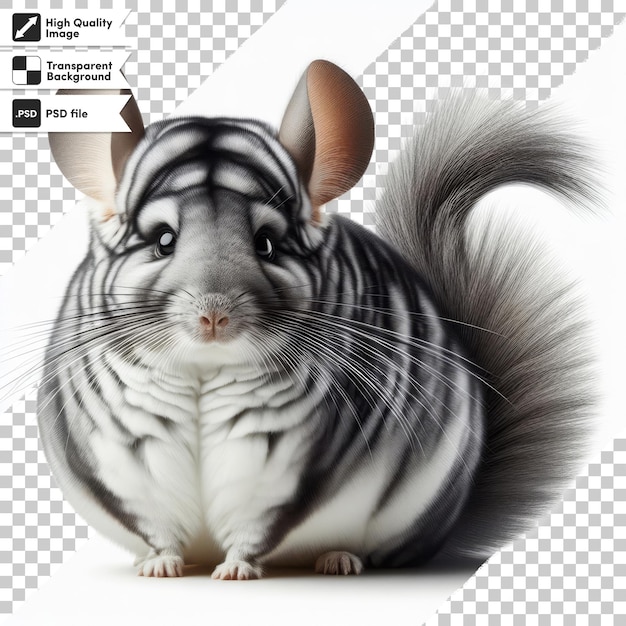 PSD a picture of a rat with a black and white striped tail