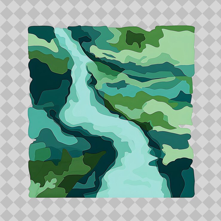 PSD a picture of a river with a green border