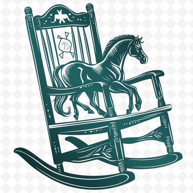 PSD a picture of a rocking chair with a horse on it