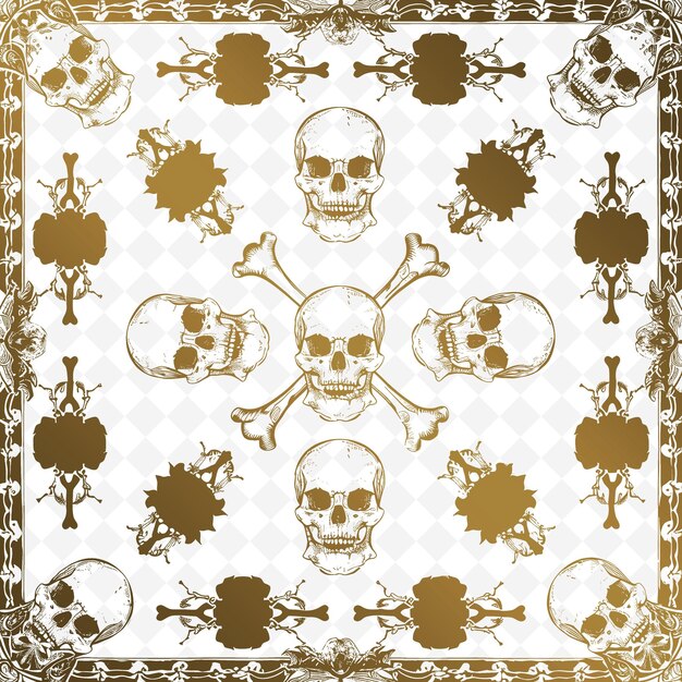 A picture of a skull and crossbones with a pattern of skulls and bones