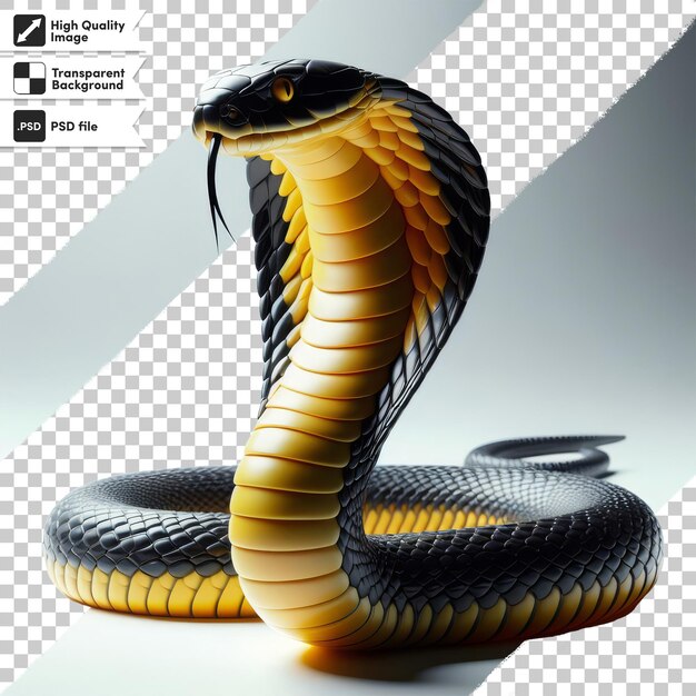 PSD a picture of a snake with a black head and yellow stripes