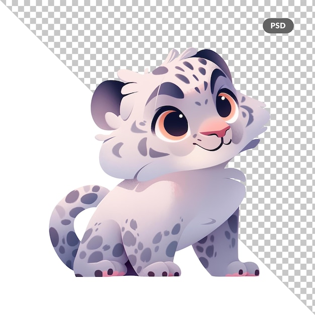 PSD a picture of a snow leopard with orange eyes