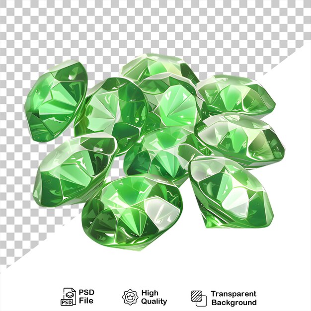 PSD un'immagine di alcuni cristalli verdi su uno sfondo trasparente