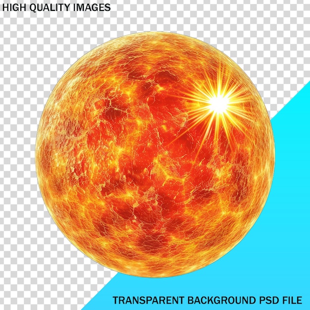 PSD a picture of a sun and a planet with a blue background