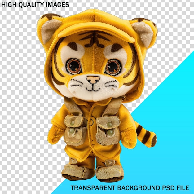 PSD a picture of a tiger in a yellow raincoat