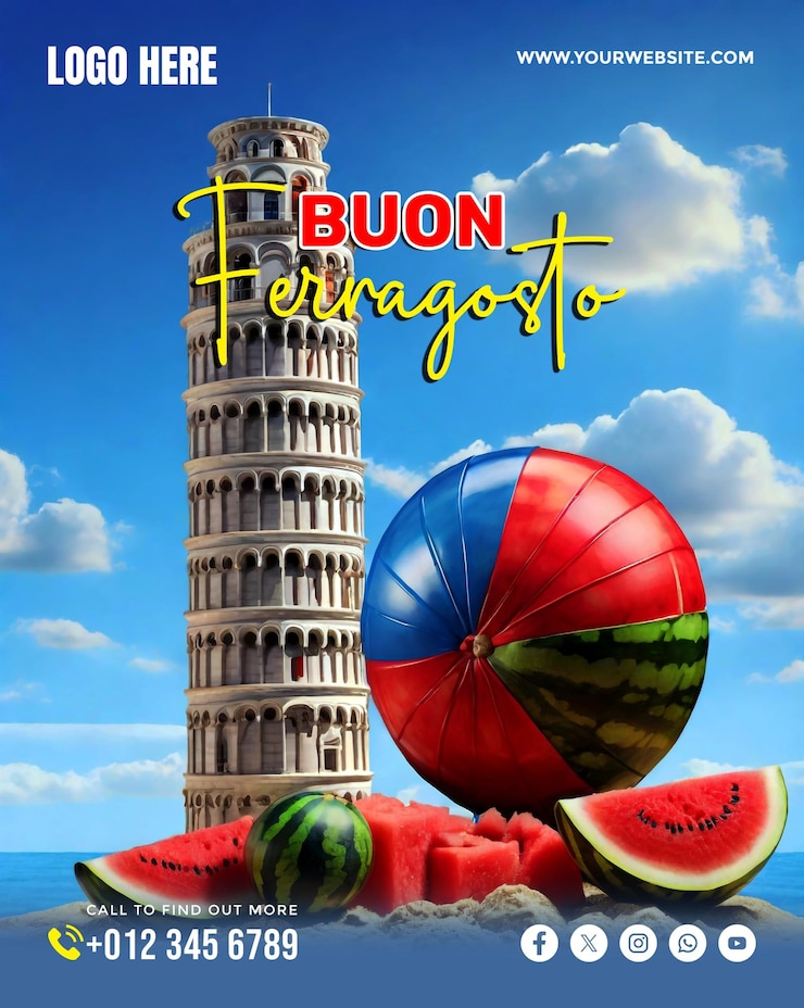 PSD a picture of a tower with a watermelon and a watermelon