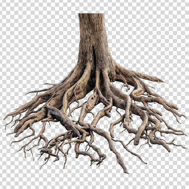 A picture of a tree with roots that is made by a tree