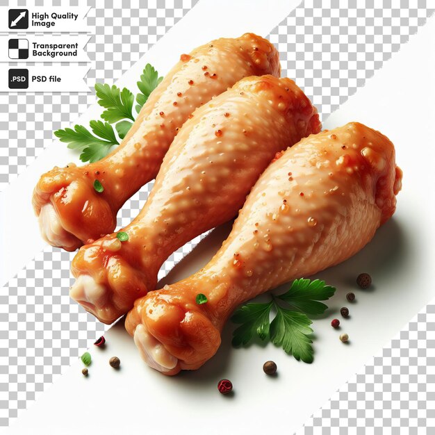 PSD un'immagine di due ali di pollo con erbe e spezie