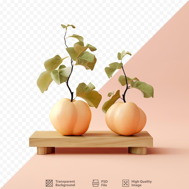 PSD una foto di due zucche su una tavola di legno con una foto di una pianta e una zucca.