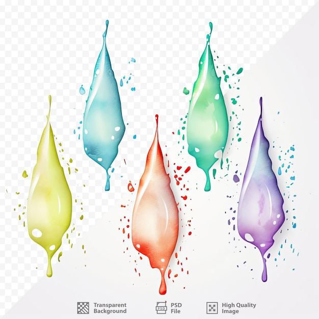 PSD un'immagine di gocce d'acqua con diversi colori e colori.