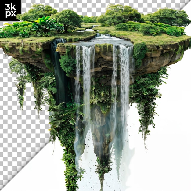 A picture of a waterfall and the image of a waterfall