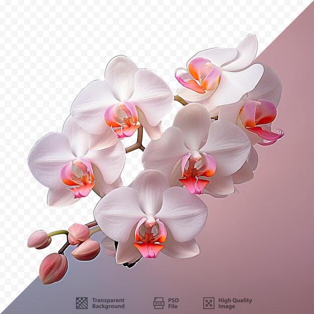 Un'immagine di un'orchidea bianca su uno sfondo rosa.