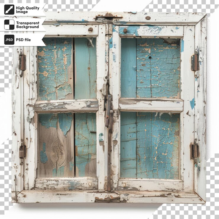 PSD a picture of a window with a blue door that says quot no quot