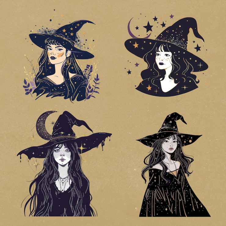 PSD 帽子をかぶった魔女の写真