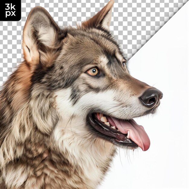 PSD un'immagine di un lupo con uno sfondo bianco e nero